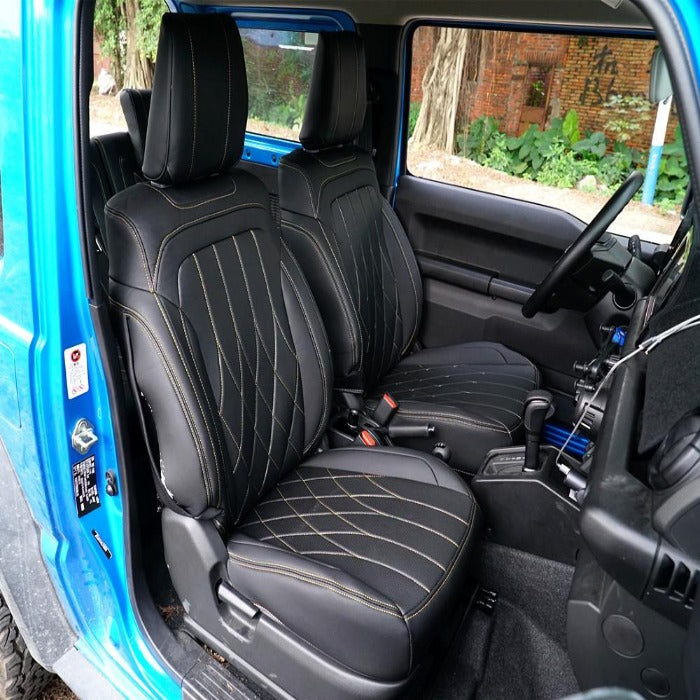 leather seat cover with yellow stitching for jimny